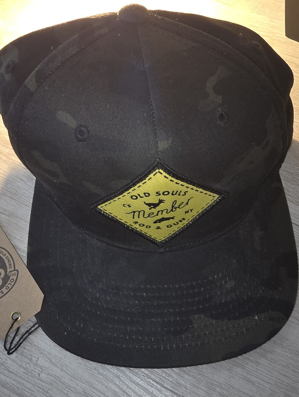 NWT Old Souls Rod & Gun Member Snapback Hat - Black Multicam Camo